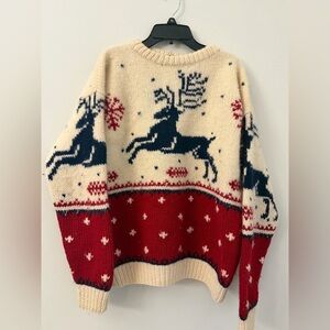 Vintage 90'S 1EDDIE BAUER Ski Christmas Heavyweight 100% Wool Sweater Wms Sz M